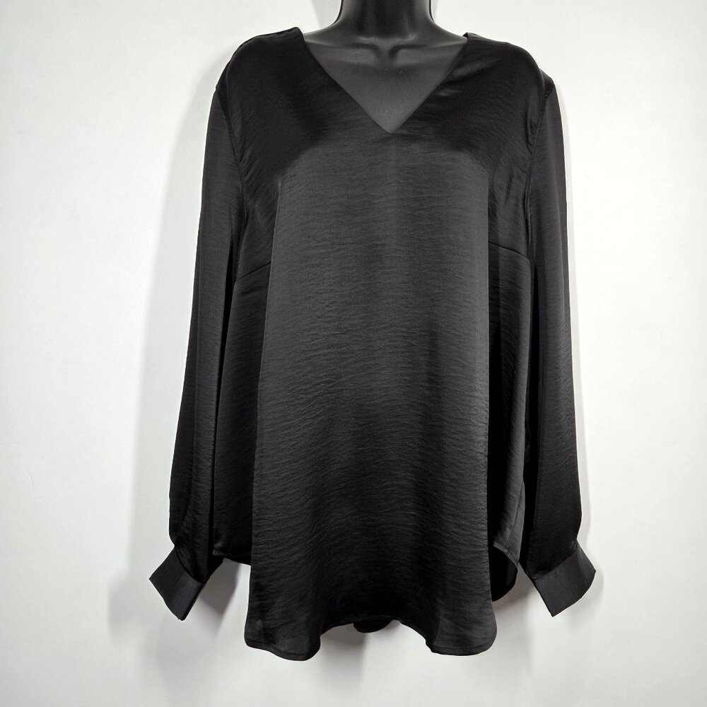 Universal Standard Top Small 14 16 Black Eva Satin Office Cocktail Luxury Blouse